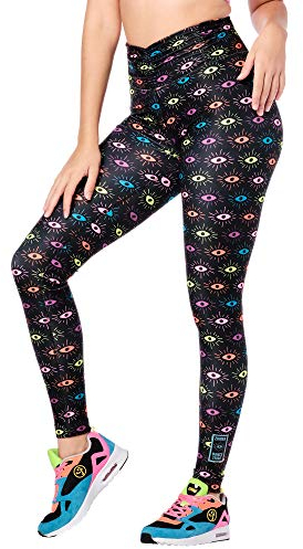 Zumba Fitness Damen Zumba Workout High Waist Stilvoll Fitness Gym Kompression Sporthose Leggings, Bold Black E, S