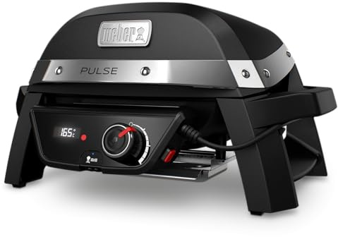 Weber Pulse 1000 Electric Barbecue | Urban Electric BBQ, 1800W, Porcelain-Enamelled Cast Iron Grates, Smart Digital Temp Control, 41x31cm Cooking Surface