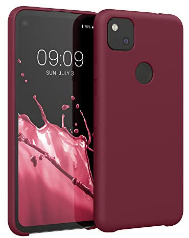 kwmobile Handyhülle für Google Pixel 4a Hülle - Case Silikon - Kabelloses Laden - Schutzhülle Cover in Rhabarber Rot