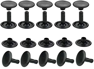 IstaTools Hohlnieten, Doppelkopf, rostfrei, Messing, in 6mm, 7mm, 9mm, 10mm oder 13mm (10, 6x6mm schwarz)