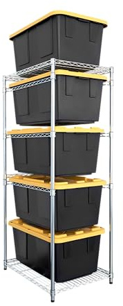 SafeRacks 5-Tier Steel Tote Rack for 27 Gallon Bins - Silver