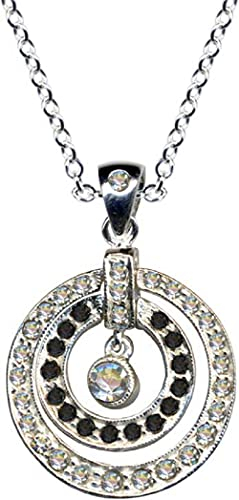 HALSKETTE mit Anhänger/Echt Silber 925 mit Zirkonia/Art Deco Collier/Steinfarbe: klar weiss schwarz/Online Shop Schmuck kaufen / 54022