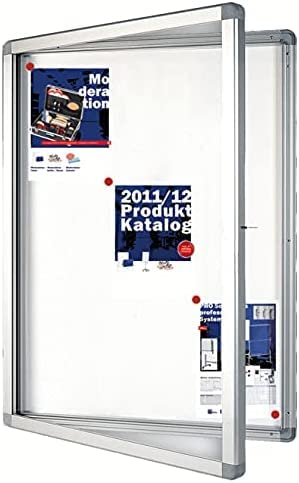 Floordirekt | Panneau d'affichage en aluminuim, vitrine d'affichage avec serrure à clé | Panneau arrière magnétique - Porte avec serrure - Cadre en aluminium | 24 aimants inclus| 1 x A4
