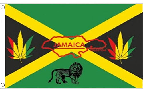 AZ FLAG - Drapeau Jamaïque Reggae - 90x60 cm - Drapeau Jamaicain Rasta 100% Polyester Avec Oeillets Métalliques Intégrés - Pavillon 50 g