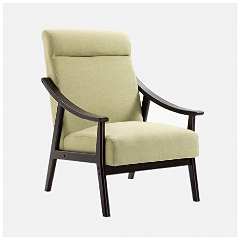 DUNAKE Sessel Clubsessel, Sessel Für Wohnzimmer, Mid-Century Retro Akzent Stuhl Mit Kautschukholzrahmen Bequemer Sofastuhl Gepolstert Mit Stoffkissen Für Wartezimmer Wohnheim (Color : Green)