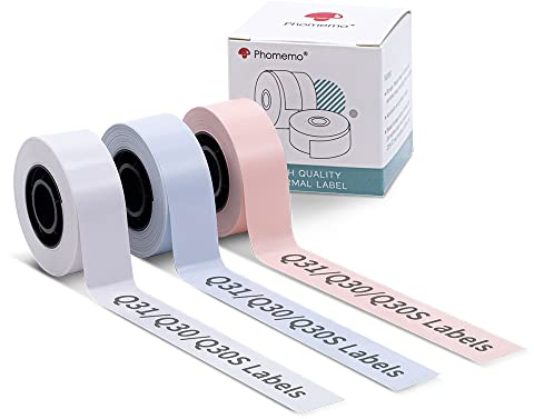 Endlosetiketten für Phomemo D30/Q31, Lavendel, Weiß, Rosa Klebeetiketten 15mmx6m, BPA freie Aufkleber, Thermo-Etikettenrolle für Colorwing Q30 Bluetooth Labelmaker- 3 Rollen
