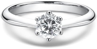 DJMJHG Funkelnde echte 0,5-Karat-Moissanite-Eheringe für Frauen, 100% 925er Sterlingsilber, Engagement, feiner Schmuck 4.5