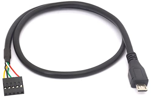 Dupont Câble d'extension pour carte mère 5 broches femelle vers câble micro USB mâle, 5 broches micro USB mâle vers carte mère 5 broches adaptateur femelle 50 cm (micro mâle)