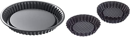 ORIGINAL KAISER La Forme Plus Obstbodenform 28 cm, Obstkuchenform, Tortenboden Backform antihaftbeschichtet, schnittfester Boden, Tortenbodenform Wellenrand & Classic Mini Torteletts 6 Stück
