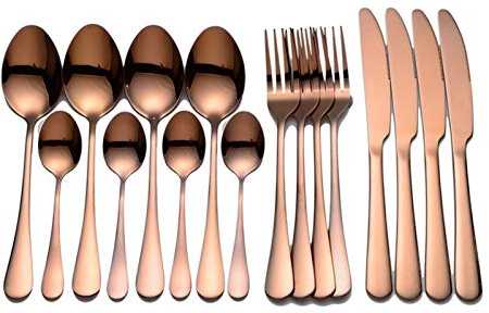 Tableau de table Golden Cutlery Fork Cuillère Couteau Ensemble de Vaisselle Golden Couverts en acier inoxydable Golden Fork Cuillère Vaisselle Coutellerie (Color : Rose gold 4 sets)