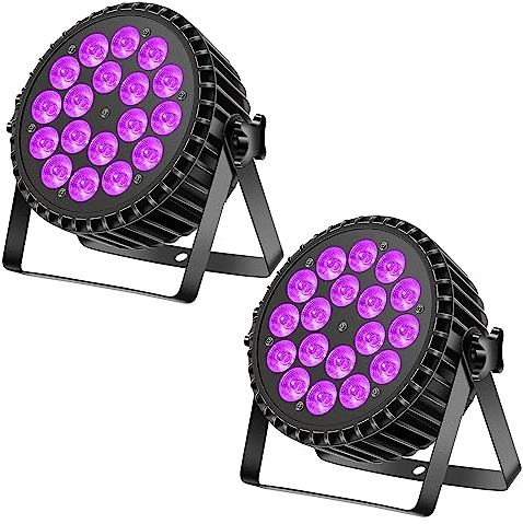 DELIBANG Proyector LED UV 200W 18 LED Escena Discoteca, 8CH RGB DMX Estroboscópico Sonido Activo Iluminación Efecto DJ Para Show Bar Fiesta Halloween 2pcs