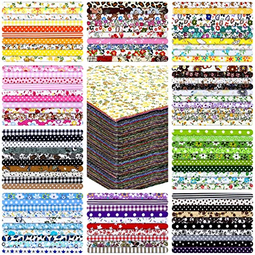 150 Stück 25,4 x 25,4 cm Baumwollstoffbündel vorgeschnittene Fettquadrate Stoffreste Baumwolle Quilten Fett Blumen Tiere Cartoon Stoff Patchwork für DIY Handwerk Nähen Kleidung