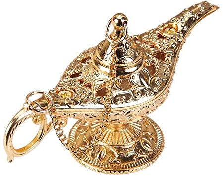 Legende Aladdin Magic Genie Lampe, Arabian Nights Wishing Lamp Vintage Tabletop Decor Home Tischdekoration Geschenk Sammlerstück (Gold)