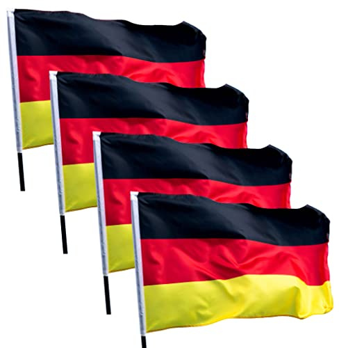 4 Stück Deutschland Fahne 60x90cm Germany Flag - Deutsche Flagge - Flaggen für Draußen und Drinnen
