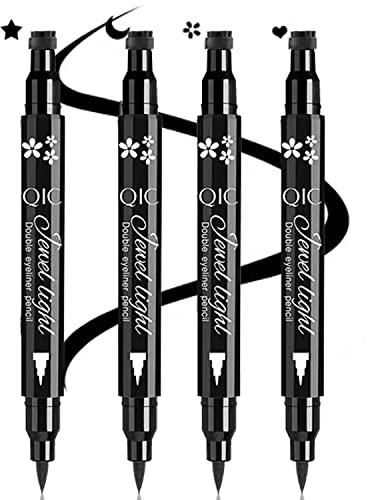 ATURMC Flüssiger Stempel Eyeliner Lidschatten Schwindelfreier doppelköpfiger Ink Eye Liner Stift Wasserdicht Schnell trocknend Muster Kajalstift gepunkteter Siegel-Eyeliner