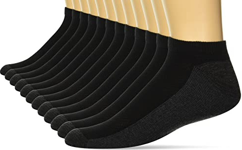 Hanes Mens Socks, X-temp Cushioned No Show 12-pack, Black, 6 US