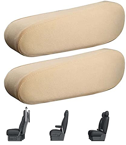 LONGHAO 2 Pcs Armlehnenbezug Universal Auto Mittelkonsolenabdeckung, Warmes Beige Autositz-Armlehnenabdeckung, Autositzzubehör