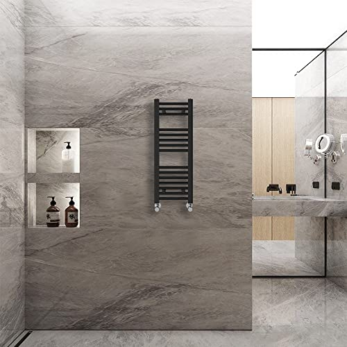 WarmeHaus Radiateur sèche-serviettes droit - Échelle - Noir - 800 x 300 mm - Radiateurs de chauffage central pour salle de bain et cuisine