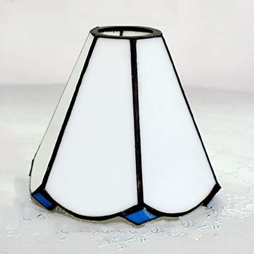 BOTOWI 6-Zoll-Tiffany-Lampenschirm-Ersatz Pastorale Blumen-Buntglas-Lampe Vintage Schirm Lichtabdeckung Zubehör 1-5/8-Zoll-Fitter-Öffnung Nur Für Wandlampen, Pendelleuchten, Tischlampe,Weiß