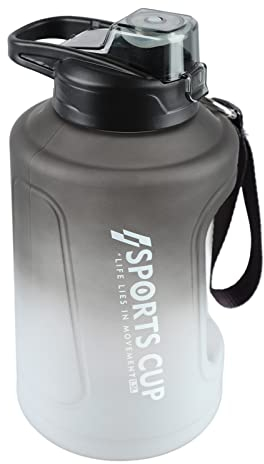 Tyenaza Bicchiere da 1500ml, Bicchiere per Acqua di Grande capacità Sport all'Aria Aperta Bicchiere in Plastica a Prova di Caduta Grigio Sfumato per Sport, Escursionismo, Palestra, Uomini E Donne