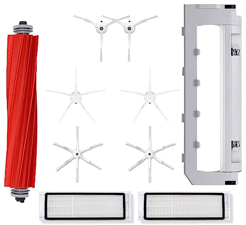 HUAYUWA Ensemble d'accessoires pour aspirateur Roborock P10/Q Revo - 1 brosse rouleau + 1 couvercle de brosse principale blanc + 6 brosses latérales blanches + 2 filtres