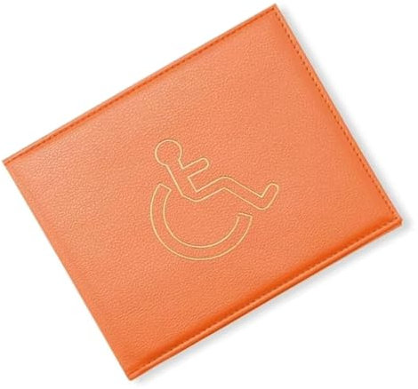 BML PU Leather Disabled Badge Safe Wallet Protector Disability Parking Permit Discreet Display Cover Hologram Safe (Orange)