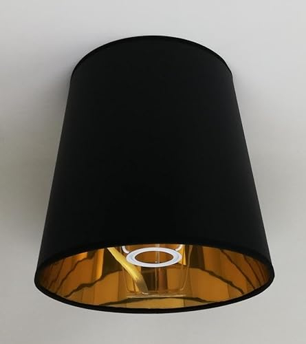 Schwarzer Lampenschirm mit Goldfutter, Kegelform, für Tischlampe, Stehlampe, handgefertigtes Produkt (Schwarz, 30x20x25)
