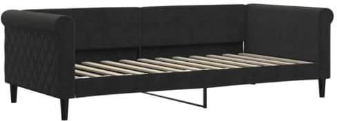 vidaXL Tagesbett, Gästebett 2-in-1, Sofabett Schlafsofa für Schlafzimmer Wohnzimmer, Bettsofa Sofa, Modernes Design, Schwarz 90x200cm Samt