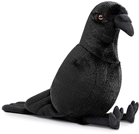 lilizzhoumax Rabe Kuscheltier krähe 30cm/12Zoll Tier Rabe Plüschtier Kawaii Realistische Spielzeug für Wilde Tiere Geschenk für Kinder Jungen Mädchen sammeln Heimdekoration Schwarz