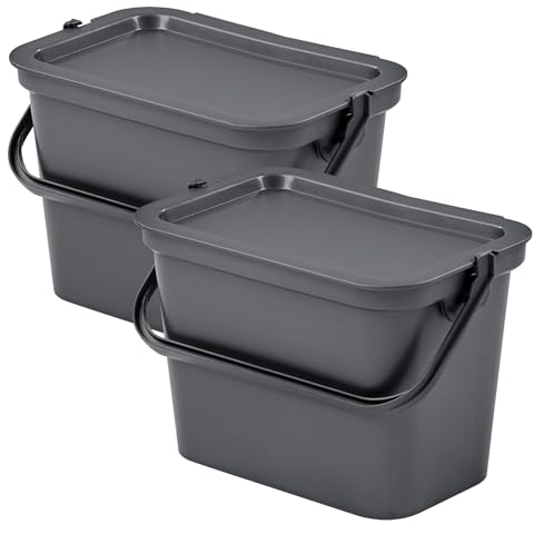 Tontarelli - Set de 2 poubelles MODA 5L graphite avec poignée