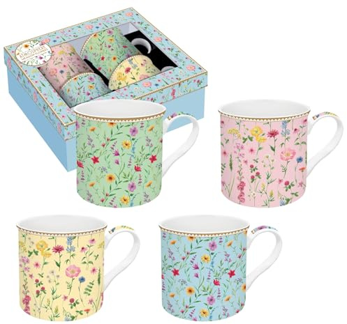 Easy Life Set mit 4 Tassen, 300 ml, aus Porzellan, Mania