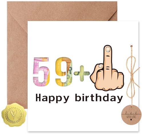 Sugeru Geldgeschenke 60. Geburtstag Verpackung Grußkarte mit Umschlägen | Lustige Geburtstagskarte, 59 + 1 Geldgeschenke Geburtstag | Konfirmation Geschenk für 60 Geburtstag Mann Frau