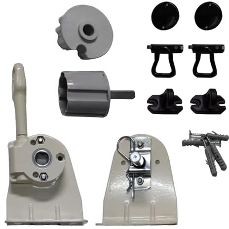 TENDEEVOLUTION Kit Riparazione Tende da Sole per Esterno Personalizzabile con Diversi colori e Misure. Kit con Arganello per Tende da Sole, Staffe Supporto e Calotte (GRIGIO ANTRACITE 60 MM)
