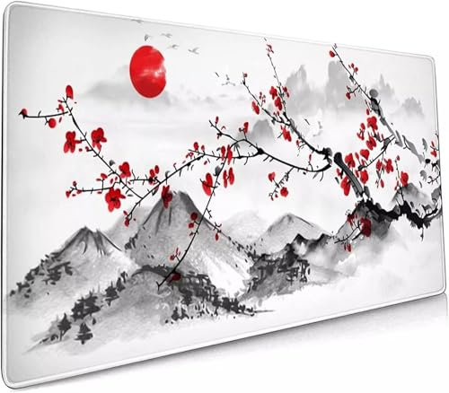 Gaming Mouse Pad 28 x 12 x 0.08 inch Large Mouse Mat,Japanese Art Style XXL Keyboard Pad Mat Extended Gaming Mousepad,with Stitched Edges and Non-Slip Rubber Base for Gaming or Office Home