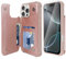 VANAVAGY Compatible for iPhone 16 Pro Wallet Case with Credit Card Holder,Rfid Leather Flip Folio Phone Cover Fits Magnetic Car Mount and Stand with Screen Camera Protector,Rose Gold
