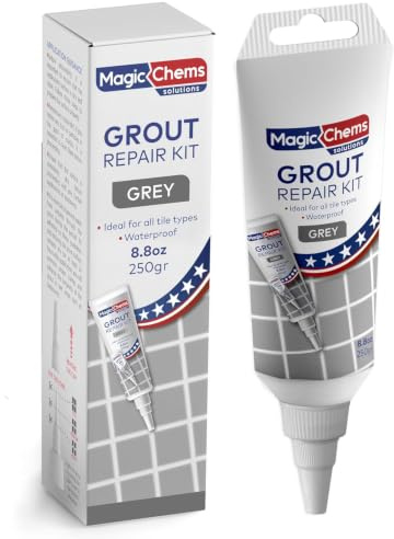 Tile Grout Repair, Grey 8.8 oz/250gr. Fast Drying Grout Repair Kit, Grout Filler Tube Repair Kit, Tile Grout Paint, Grout Sealer Restore and Renew Bathroom Floor, Tile Gaps, Joints, Lines