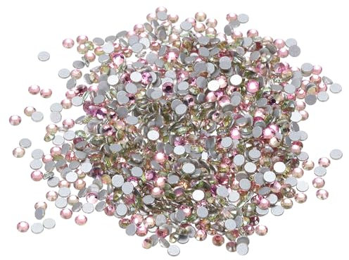 PATIKIL SS6/1440Pcs Glass Diamante Rhinestone, Man Made Gems, Champagne Pink