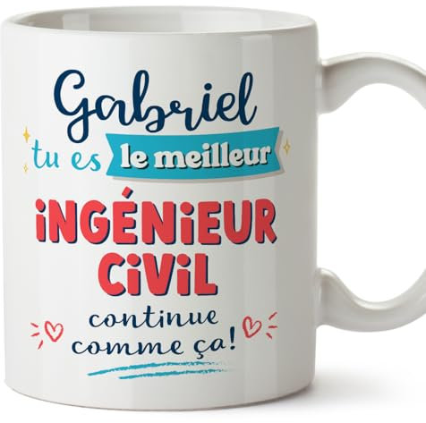MUGFFINS Tazas Personalizadas para INGENIERO CIVIL hombre - En Francés - Continue comme ça! - 11 oz / 330 ml - Regalo Personalizable original y divertido