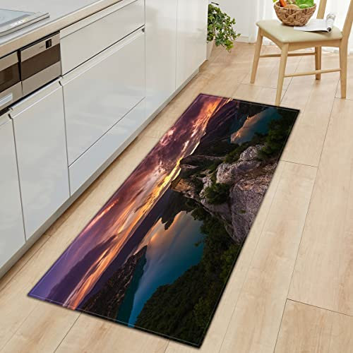 Fußmatte 80x120 cm Lila Sonnenuntergang Fussmatte Aussen Fussmatte Innen rutschfeste Schmutzfangmatte Fußmatte Waschbar Fussabtreter für Flur Haustiere Fußmatte Außen
