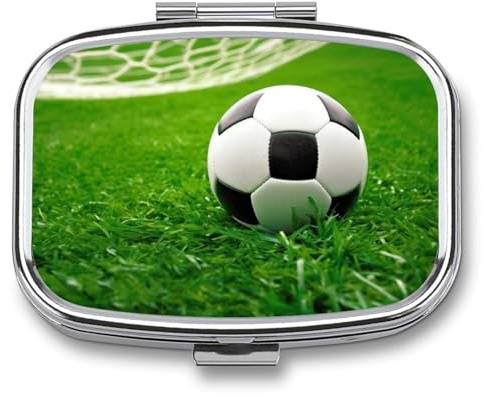 Pillendose mit grünem Gras, quadratisch, 2 Fächer, dekorativ, tragbar, Reise-Pillenhalter, Tablette, Vitamin-Organizer, Mini-Pillendose