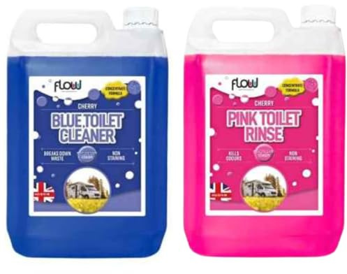 Dunnet Tools Caravan Toilet Chemicals 2x2.5 Litres Pink And Blue Caravan Toilet Fluid Wc Disinfectant & Cleaner Fresh Fragrance Biodegradable Formaldehyde Free Chemicals
