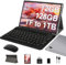 Oangcc 2025 Tablet 10 Inch Android 13 12GB RAM+128GB ROM(TF 1TB), Octa Core 2.0 GHz, 5G WiFi, 8000mAh | BT5.0 | FHD Display | Widgets | GPS | Type-C | GMS, 2 in 1 Tablet with Keyboard & Mouse - Grey