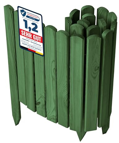 Garronda clôture de Jardin en Bois Bordure Jardin Cloture Jardin Exterieur, Palissade Bordurette Longueur: 100 cm GD-0148 (Vert Foncé, Hauteur : 40 cm)