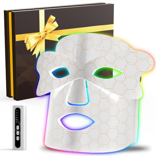 ​​CozyZen Rotlicht Lichttherapie für das Gesicht, 7+1 Farbmodi Nahinfrarot 850nm LED-Gesichtsmaske - Tragbares und aufladbares Lichttherapiegerät, Rotlichttherapie zu Hause (Weiß)