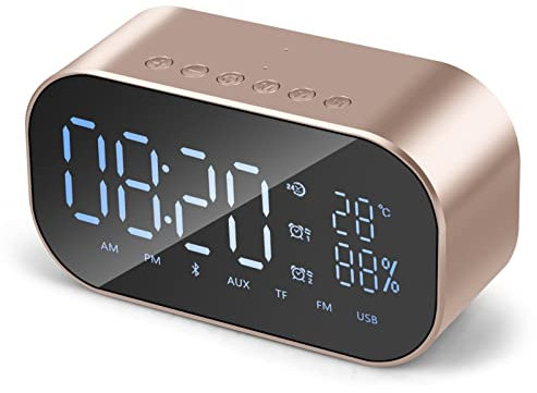 PLKLDCECZVG Altavoz inalámbrico Bluetooth inalámbrico Mini Reloj Despertador móvil pequeño Audio computadora subwoofer shoeeo Sonido Altavoz óhmico(Gold)