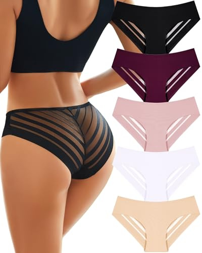 ALL OF SHE Lot de 5 Culotte sans Couture Femme Lingerie Femme Culottes Sexy en Dentelle Multipack Commandes en Cours Ensemble sous Vetement Femme L