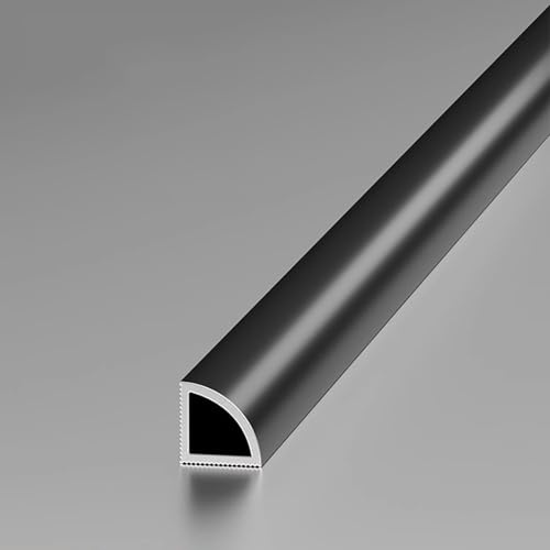 Fliesenprofil, Viertelkreis-Leiste 125 Cm (2 Stück) – Keramik-Kantenschutz Für Fliesen, Lange Fliesenleiste Für Badezimmer, Büro, Hotel Und Schule(Matte black,10x10mm)