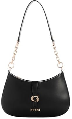 GUESS Carrie Top Zip Shoulder Bag, Black, One Size, Carrie Top Zip Shoulder Bag