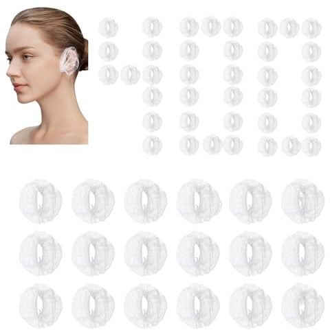400 Stück Ohrabdeckungen aus Kunststoff für Haarfärbemittel,Dusche Ohr Abdeckung,Transparente Ohrenschützer mit elastischen, Wasserdichte Ohrenschützer,für Haarfärbung und Haarpflege,Spa-Behandlungen