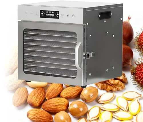 WTRYRN Essiccatore Completamente in Acciaio Inox, essiccatore per Alimenti, essiccatore Digitale per Alimenti in Acciaio Inox, essiccatori per Frutta e Verdura,Erbe aromatiche e Carne 8Layer
